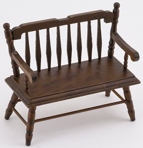 Dollhouse Miniature Deacon Bench, Walnut